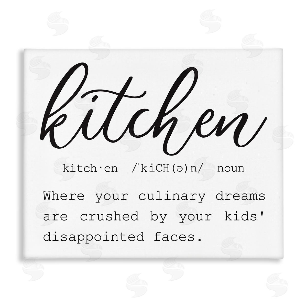 Lettered and Lined Funny Kitchen Phrase Definition Cooking Typography Stretched Canvas Wall Art Print
