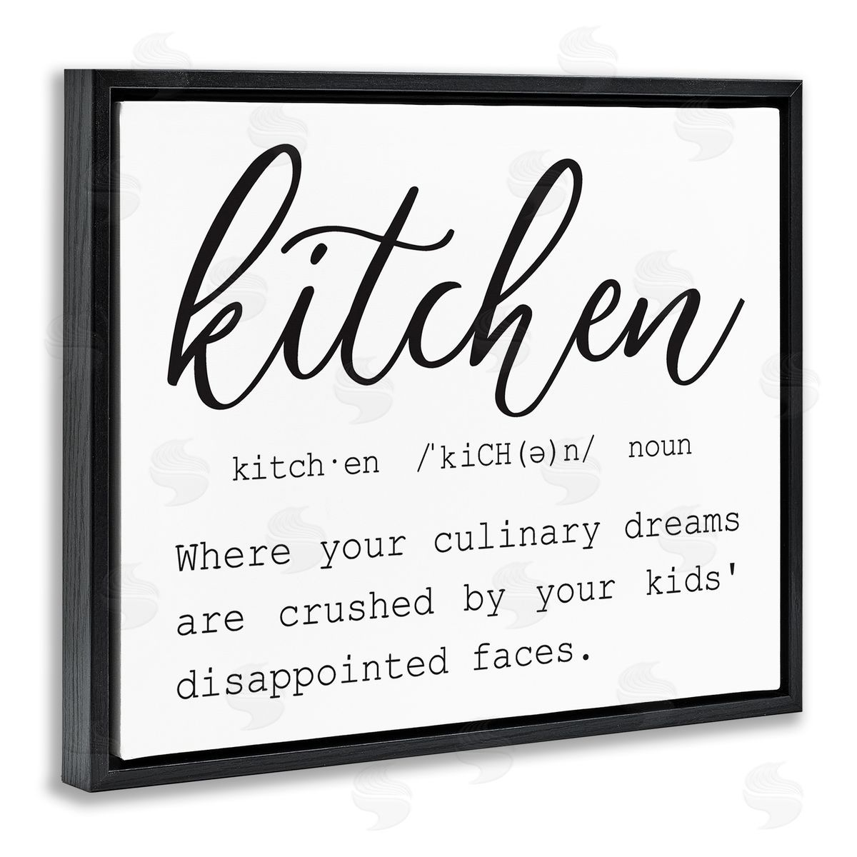Lettered and Lined Funny Kitchen Phrase Definition Cooking Typography Black Floating Frame Canvas Wall Art Print