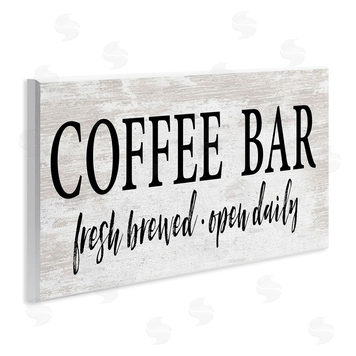 Lettered and Lined Coffe_sidee Bar Open Sign Rustic Grain Pattern 