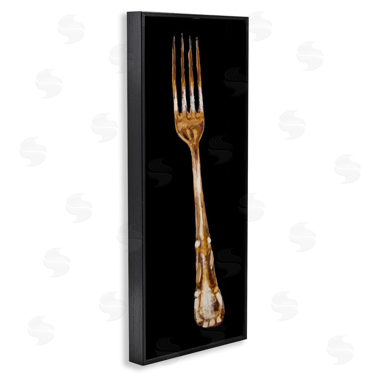 Adolf Llovea Kitchen Fork Silverware Cutlery Painting Black Background