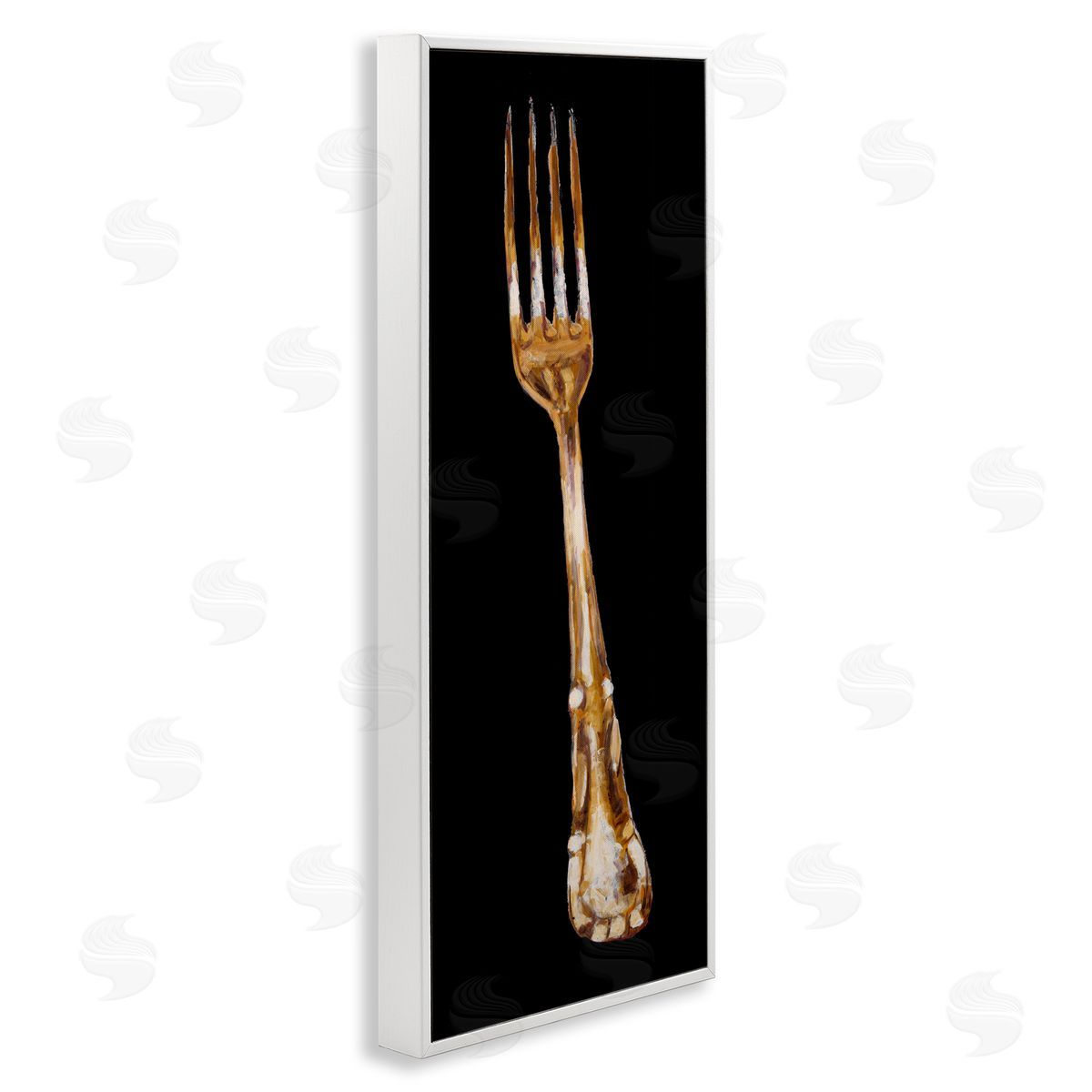 Adolf Llovea Kitchen Fork Silverware Cutlery Painting Black Background