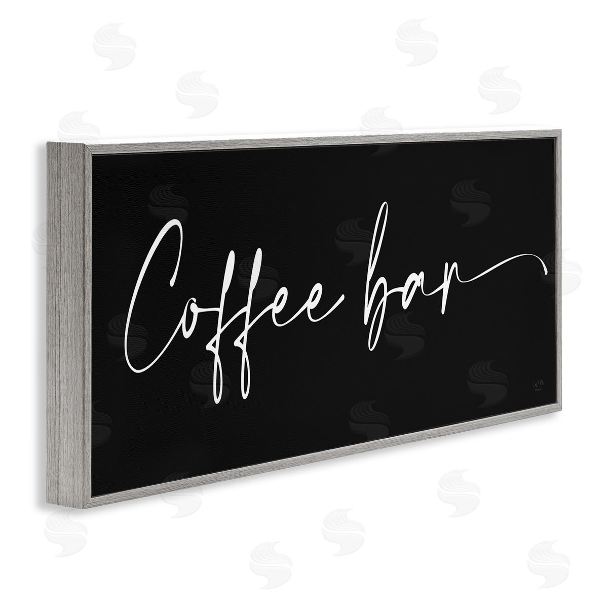 Coffee Bar Classy Script Grey Frame Print Wall Art, Home Decor by Lux + Me Designs
