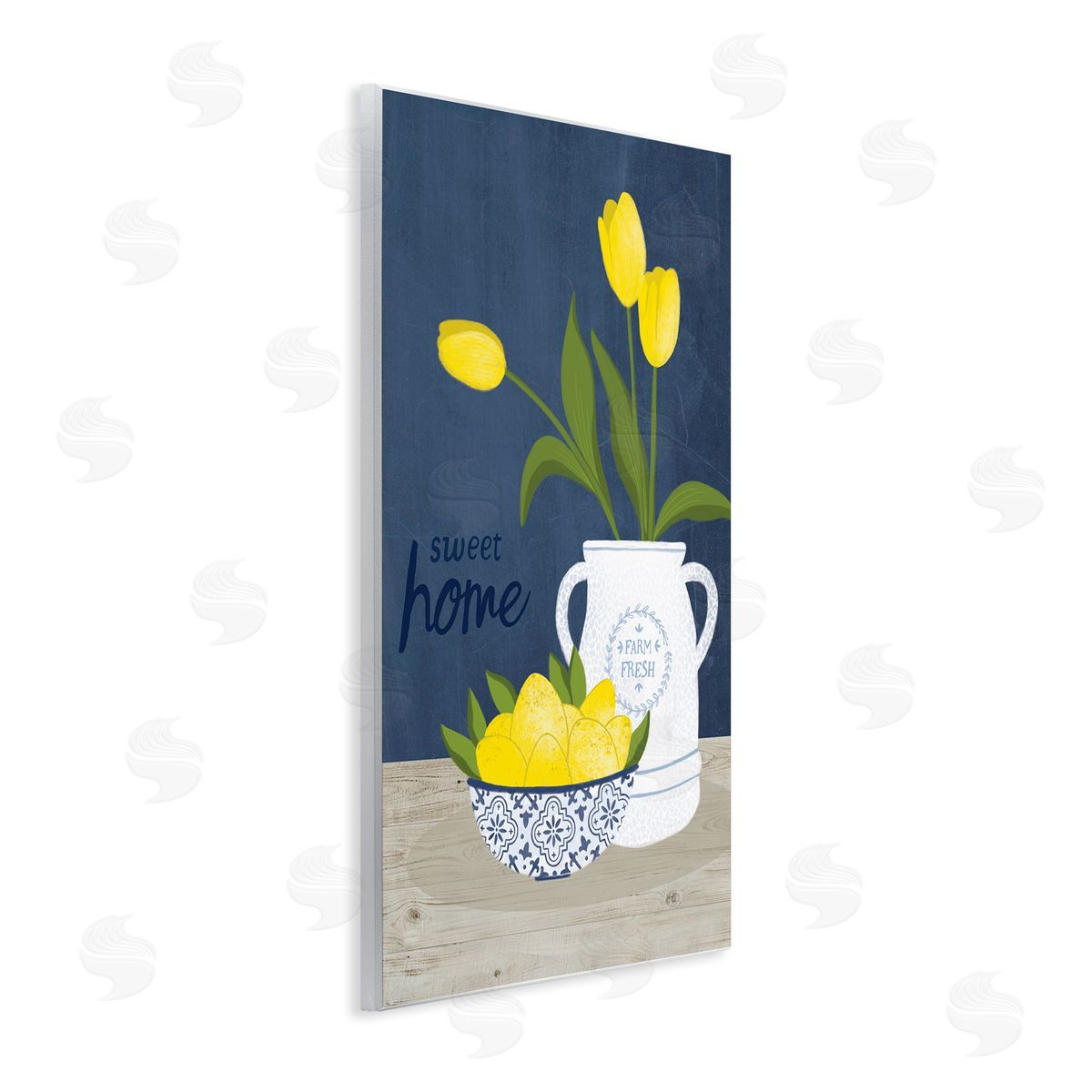 Nina Seven Sweet Home Farm Fresh Yellow Country Tulips Lemons Wall Plaque Art Print