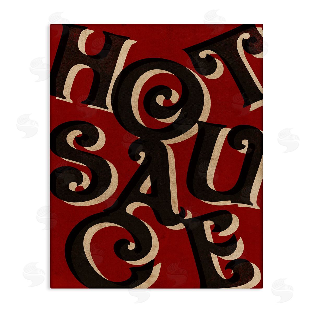 Stupell Studio Hot Sauce Curled Letters Whimsical Typography Sign  Stretched Canvas Wall Art Print