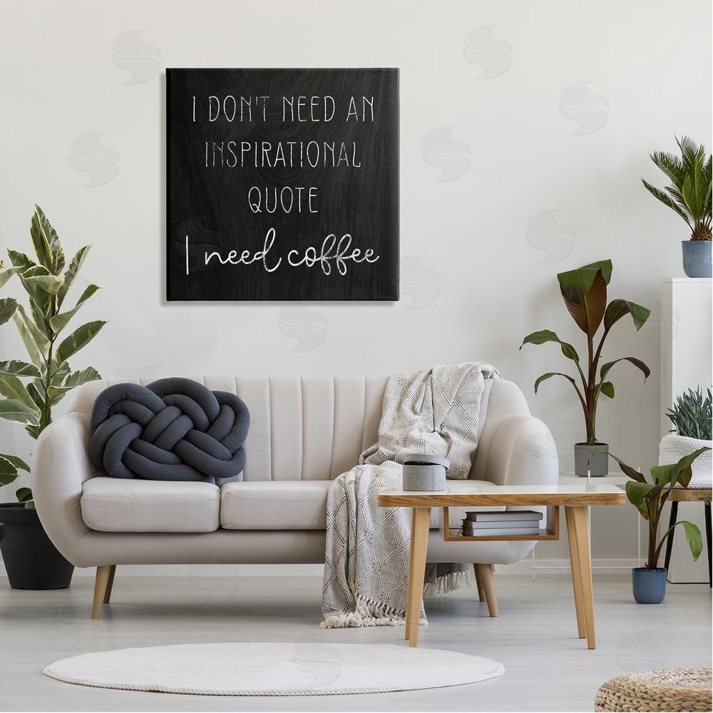Stupell Studio Need Coffee Humorous Weathered Calligraphy Script  Canvas Wall Art in Room