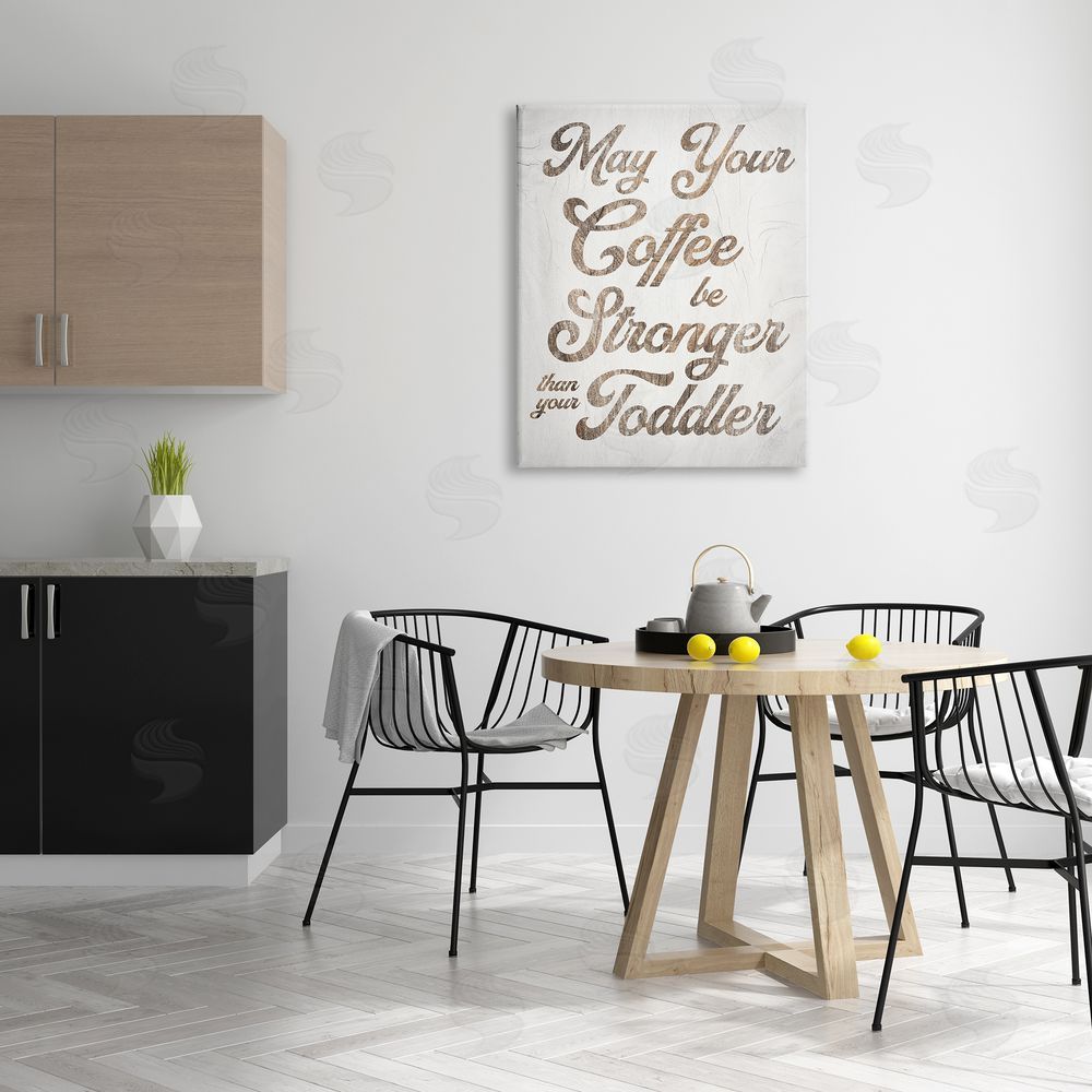 Stupell Studio Strong Coffee Vintage Grain Pattern Kitchen Typography  Canvas Wall Art Print in Room