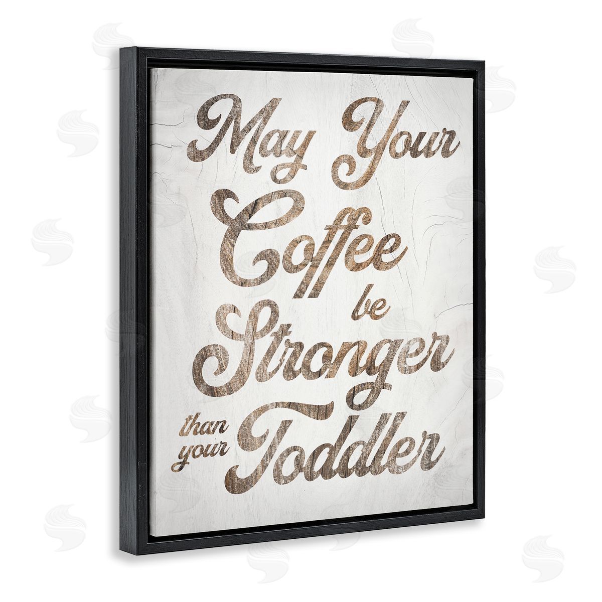 Stupell Studio Strong Coffee Vintage Grain Pattern Kitchen Typography  Black Floating Frame Canvas Wall Art Print