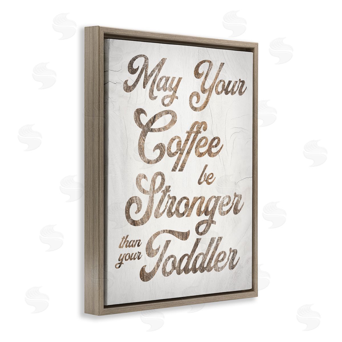 Stupell Studio Strong Coffee Vintage Grain Pattern Kitchen Typography  Brown Floating Frame Canvas Wall Art Print
