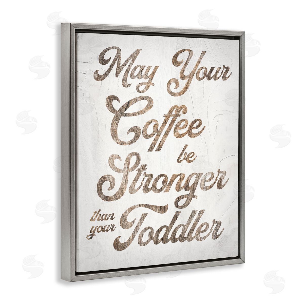 Stupell Studio Strong Coffee Vintage Grain Pattern Kitchen Typography  Gray Floating Frame Canvas Wall Art Print