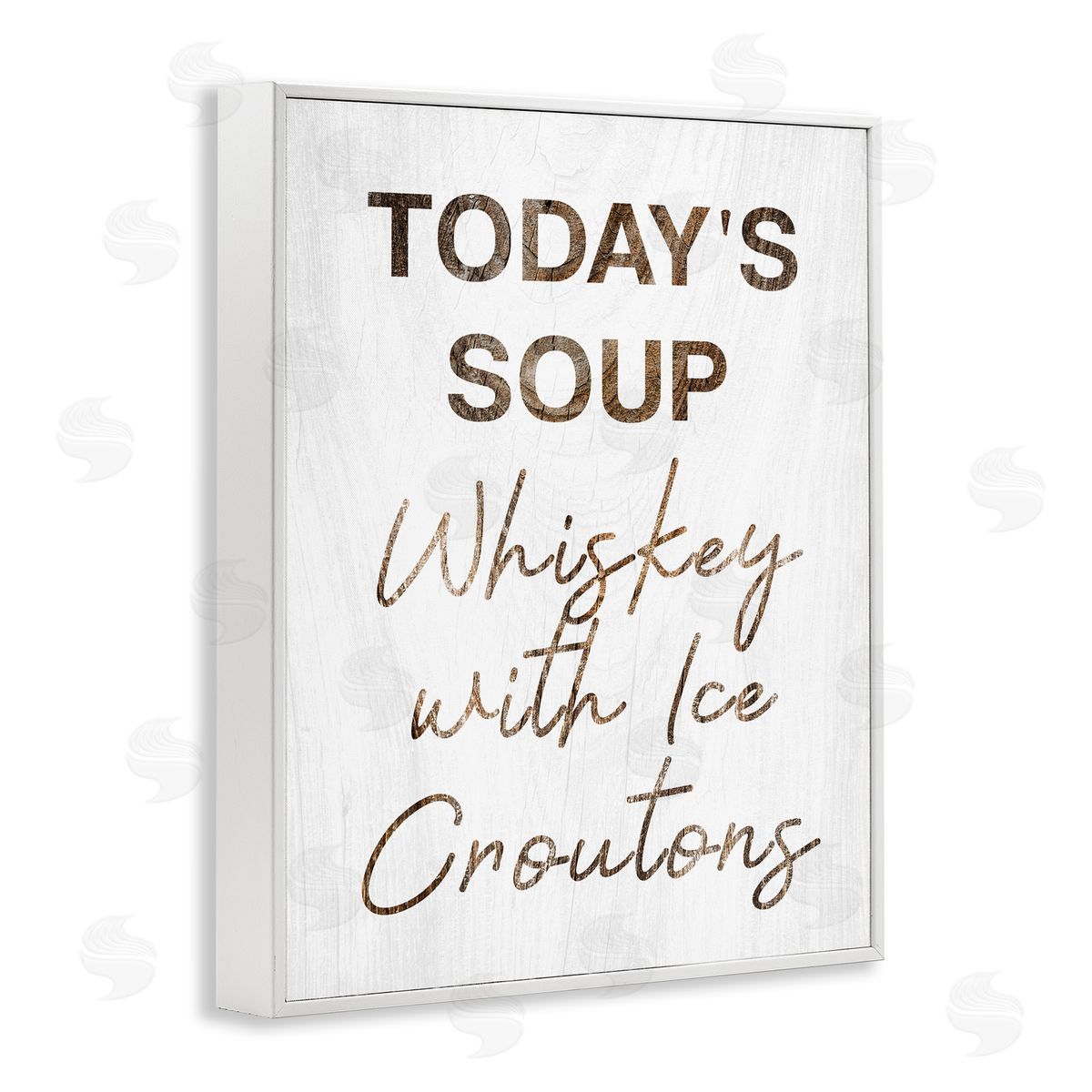 Stupell Studio Whiskey & Ice Croutons Witty Kitchen Cocktail Phrase White Framed Giclee Wall Art Print