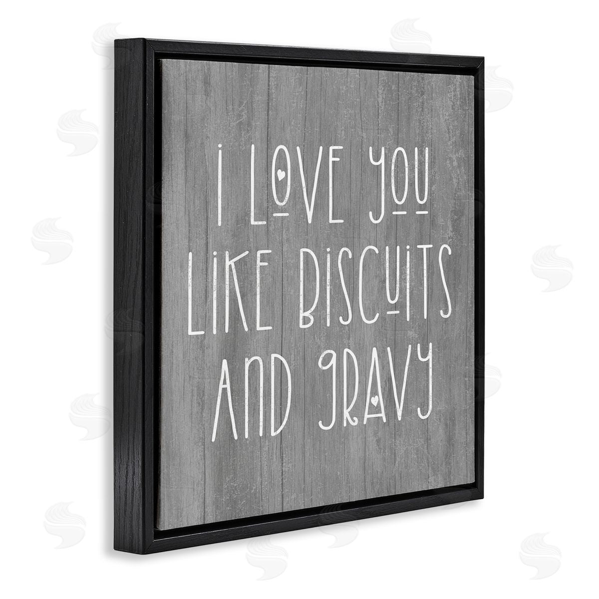 Stupell Studio Biscuits & Gravy Romantic Southern Country Phrase Black Floating Frame Canvas Wall Art Print