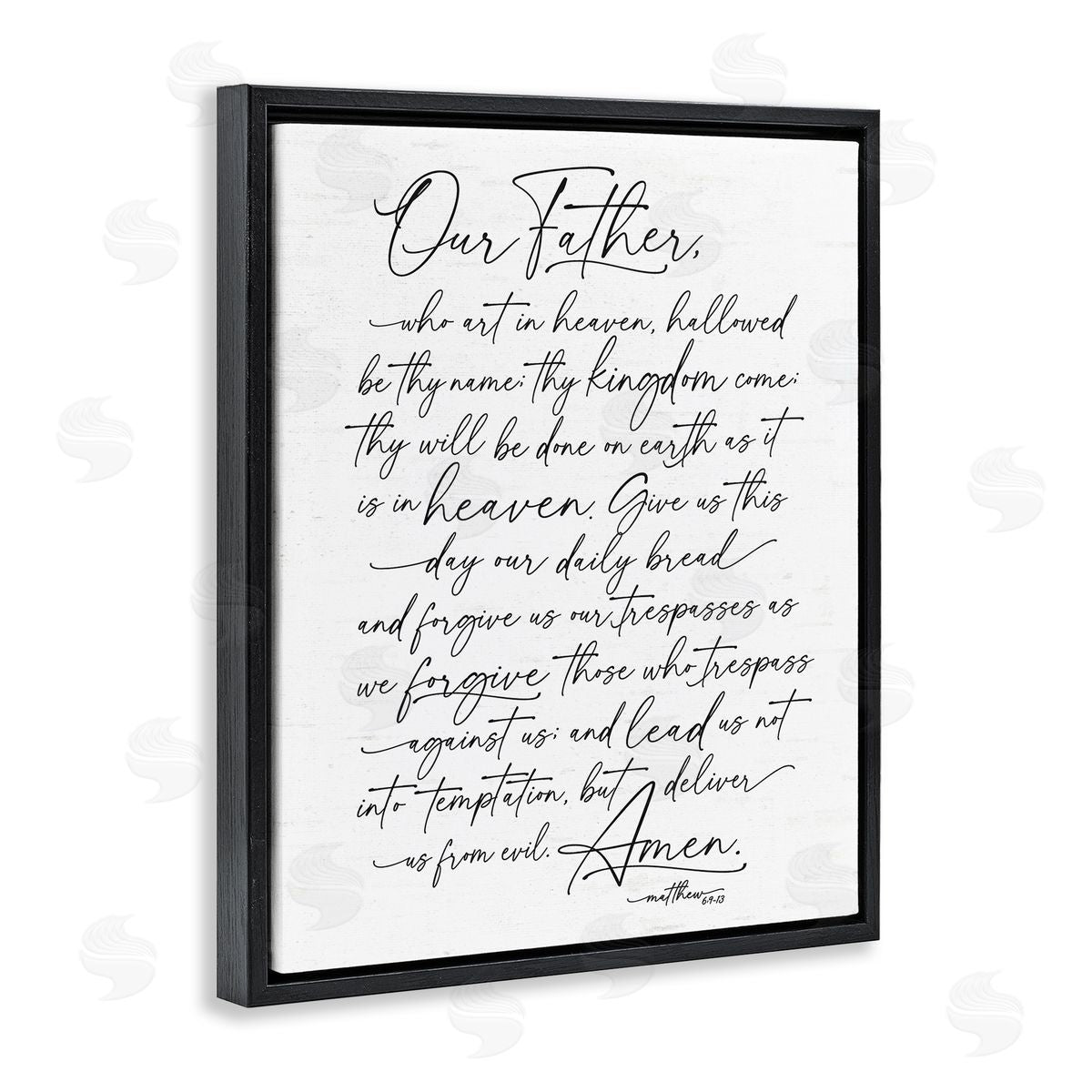 Lettered and Lined Our Father Religious Prayer Reading Spiritual Scripture Black Floating Frame Canvas Wall Art Print