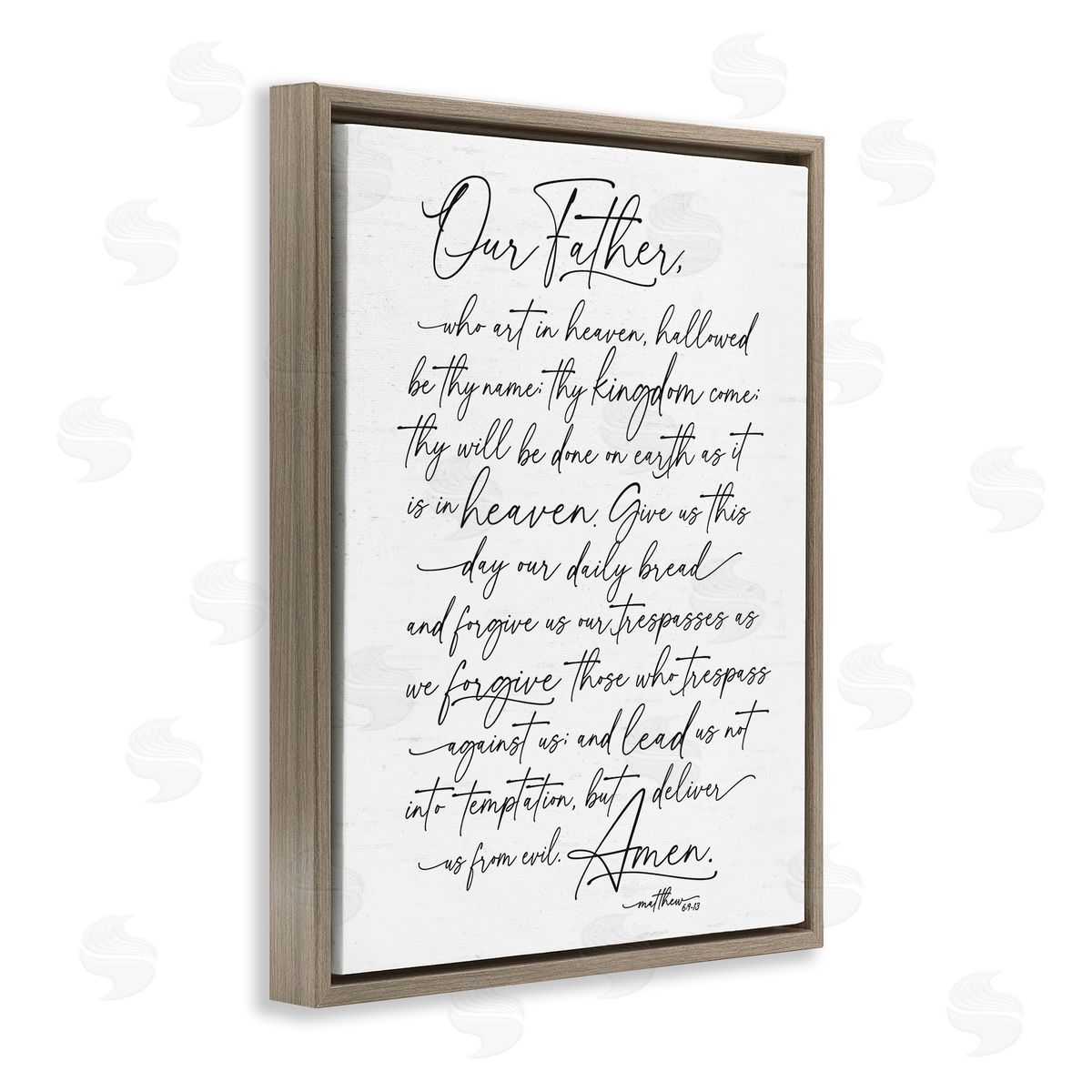 Lettered and Lined Our Father Religious Prayer Reading Spiritual Scripture Brown Floating Frame Canvas Wall Art Print