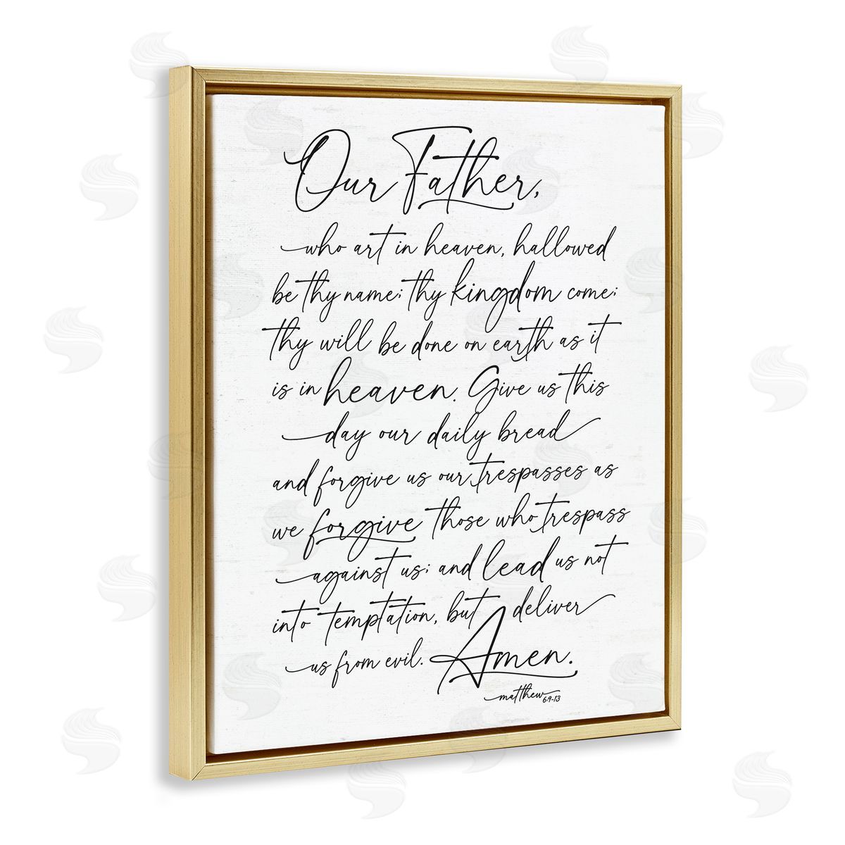 Lettered and Lined Our Father Religious Prayer Reading Spiritual Scripture Gold Floating Frame Canvas Wall Art Print
