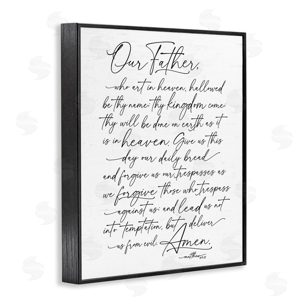 Lettered and Lined Our Father Religious Prayer Reading Spiritual Scripture Black Framed Giclee Wall Art Print