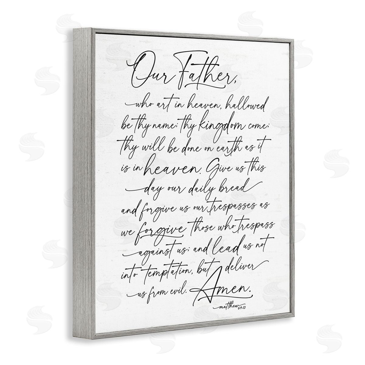 Lettered and Lined Our Father Religious Prayer Reading Spiritual Scripture Gray Framed Giclee Wall Art Print