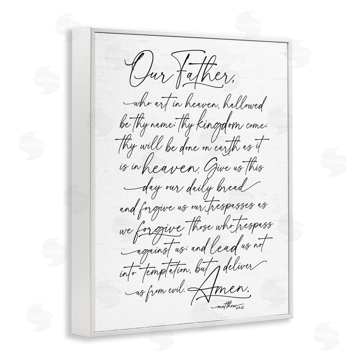Lettered and Lined Our Father Religious Prayer Reading Spiritual Scripture White Framed Giclee Wall Art Print