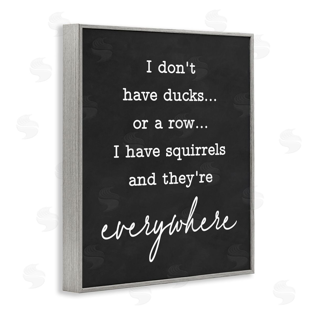 Lettered and Lined Witty Ducks In A Row Phrase Humorous Typography  Gray Framed Giclee Wall Art Print