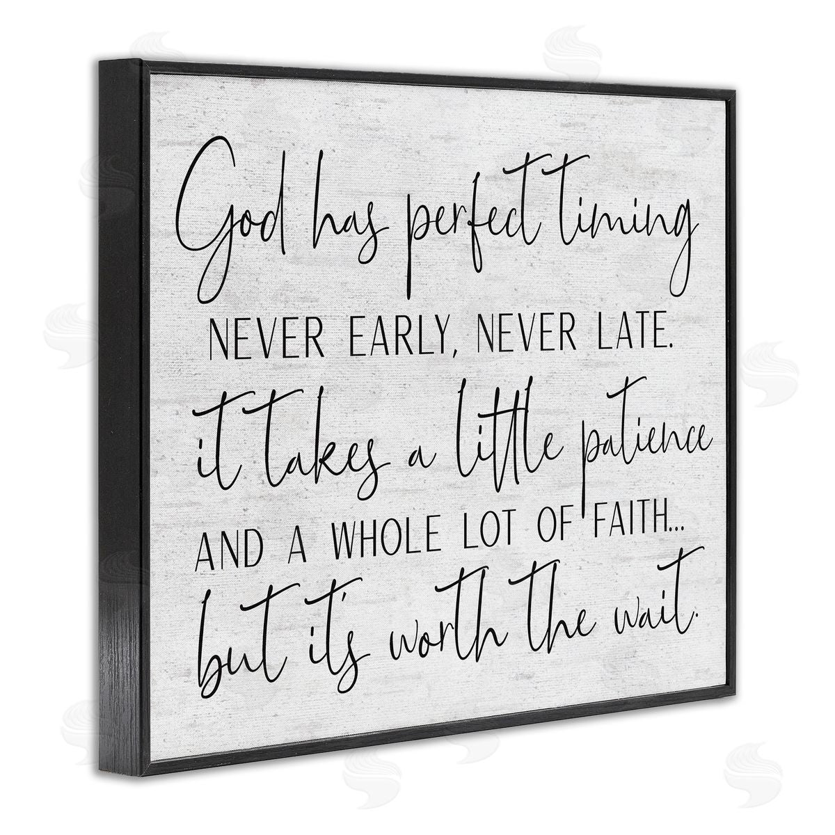 Lettered and Lined Inspirational Patience Quote Religious Script Birch Pattern Black Framed Giclee Wall Art Print
