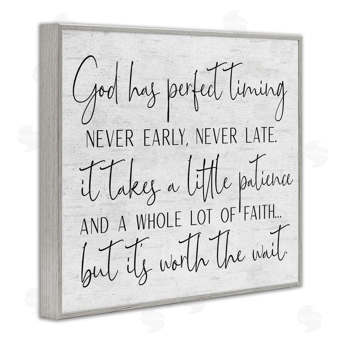 Lettered and Lined Inspirational Patience Quote Religious Script Birch Pattern Gray Framed Giclee Wall Art Print