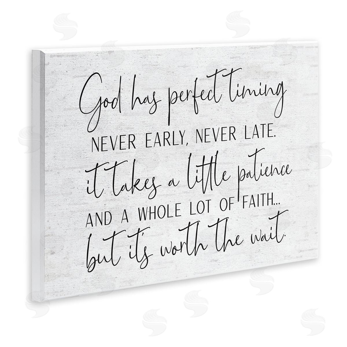 Lettered and Lined Inspirational Patience Quote Religious Script Birch Pattern Wall Plaque Art Print