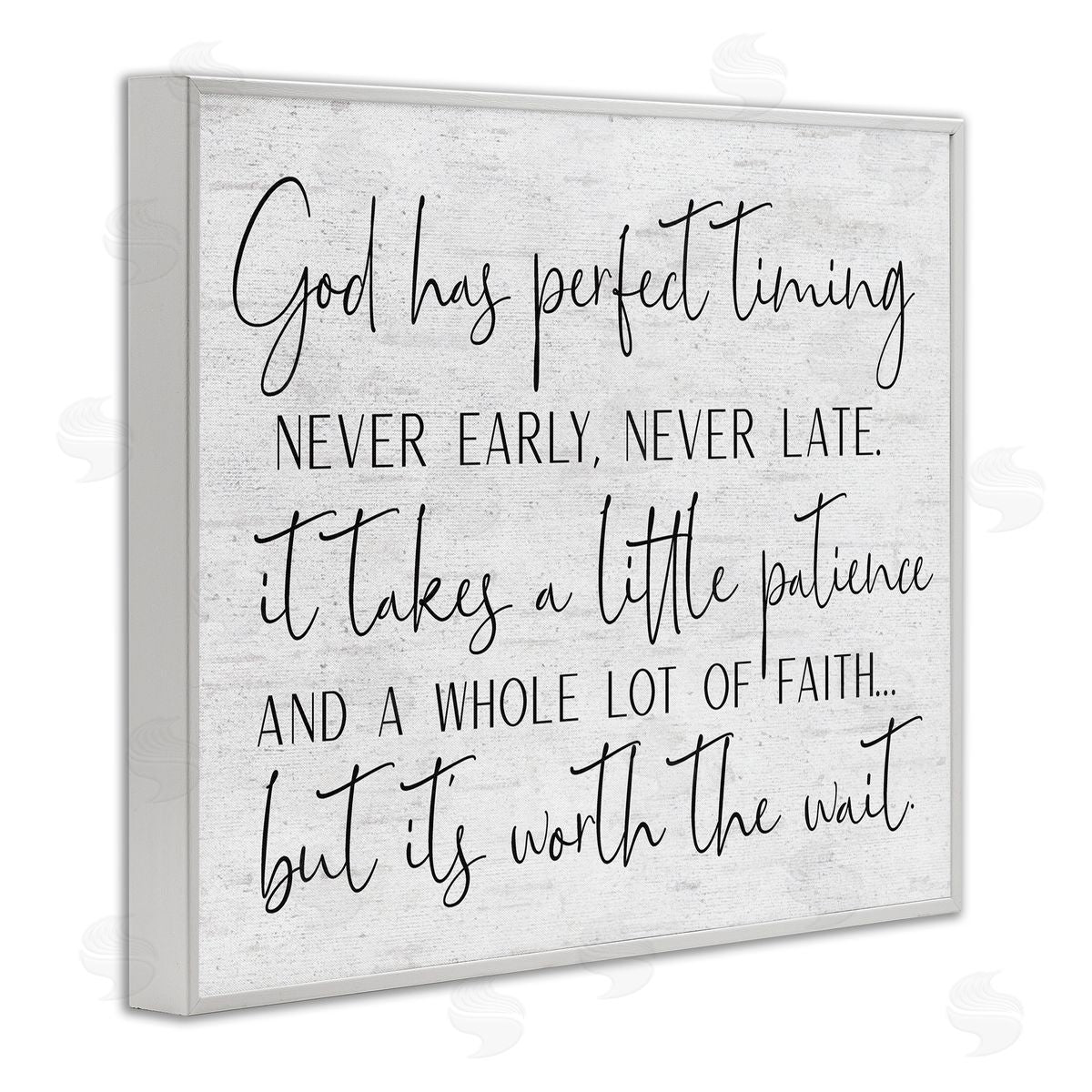 Lettered and Lined Inspirational Patience Quote Religious Script Birch Pattern White Framed Giclee Wall Art Print