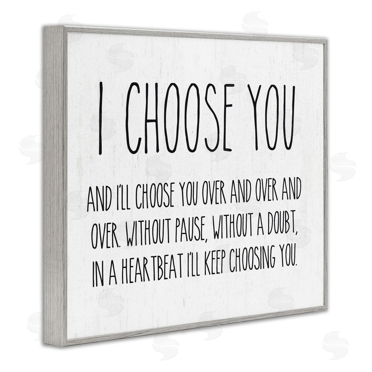 Lettered and Lined I Choose You Romantic Love Quote Casual Typography Gray Framed Giclee Wall Art Print