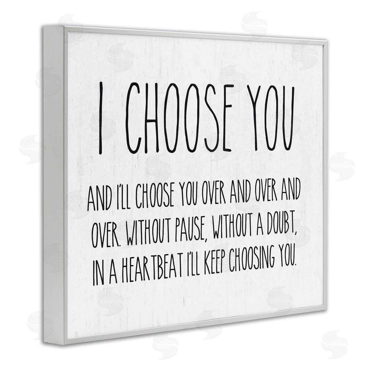 Lettered and Lined I Choose You Romantic Love Quote Casual Typography White Framed Giclee Wall Art Print
