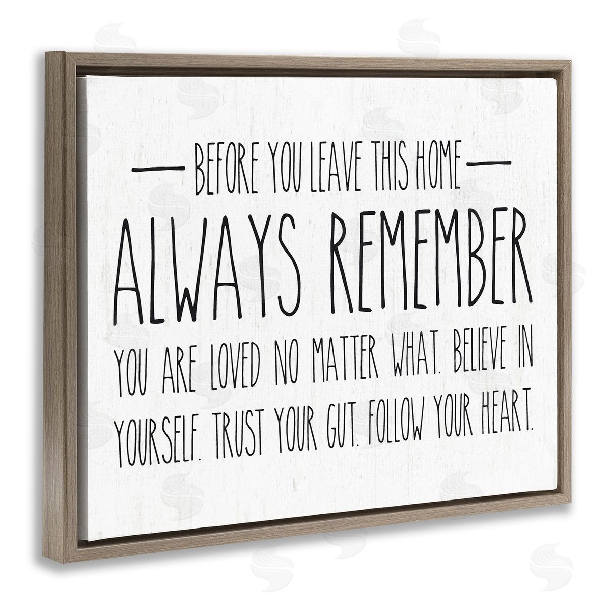 Lettered and Lined Follow Your Heart Motivational Quote Casual Phrase Brown Floating Frame Canvas Wall Art Print