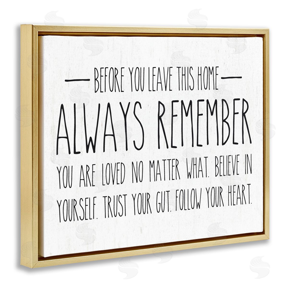 Lettered and Lined Follow Your Heart Motivational Quote Casual Phrase Gold Floating Frame Canvas Wall Art Print