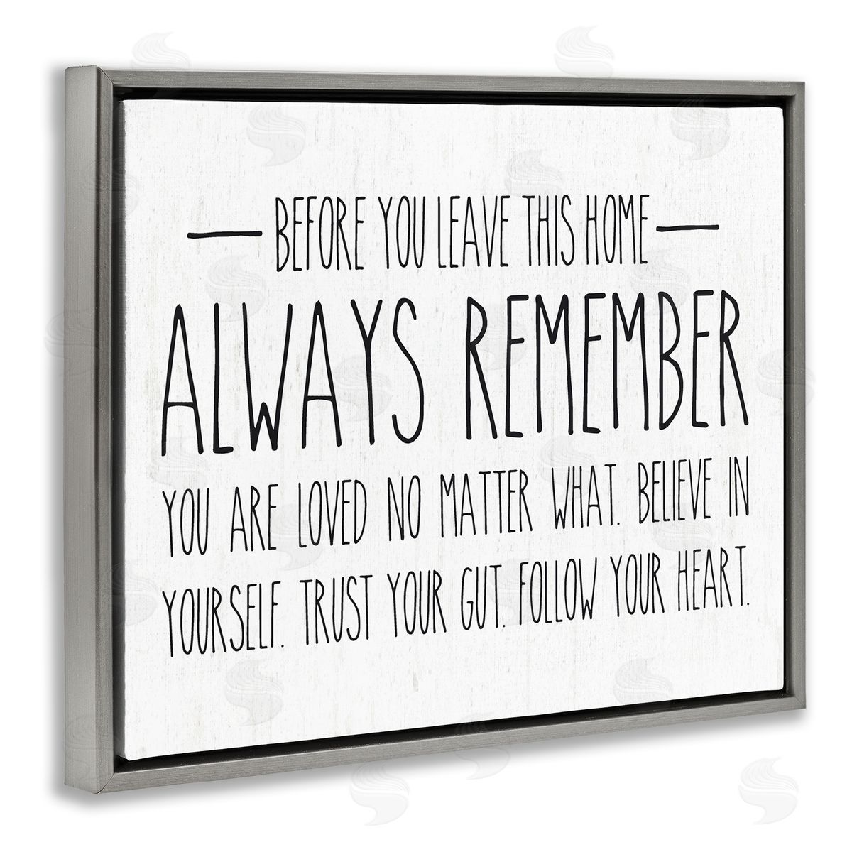 Lettered and Lined Follow Your Heart Motivational Quote Casual Phrase Gray Floating Frame Canvas Wall Art Print