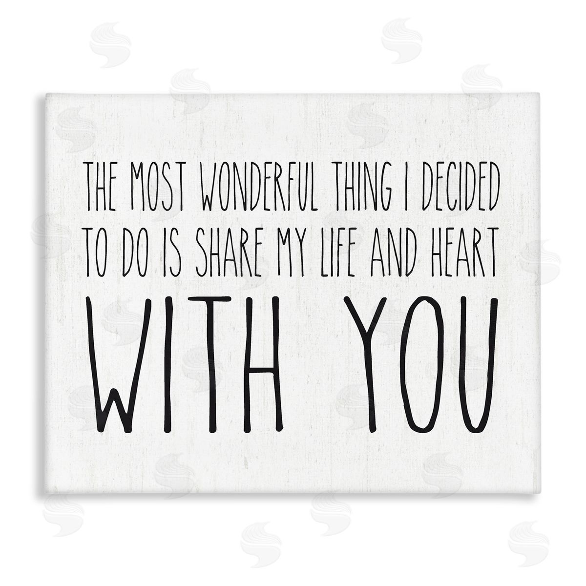 Lettered and Lined Uplifting Romance Quote Loving Phrase Birch Pattern Stretched Canvas Wall Art Print