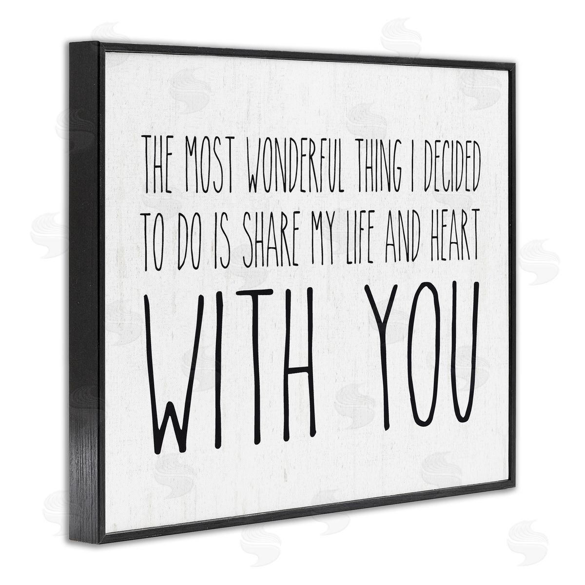 Lettered and Lined Uplifting Romance Quote Loving Phrase Birch Pattern Black Framed Giclee Wall Art Print