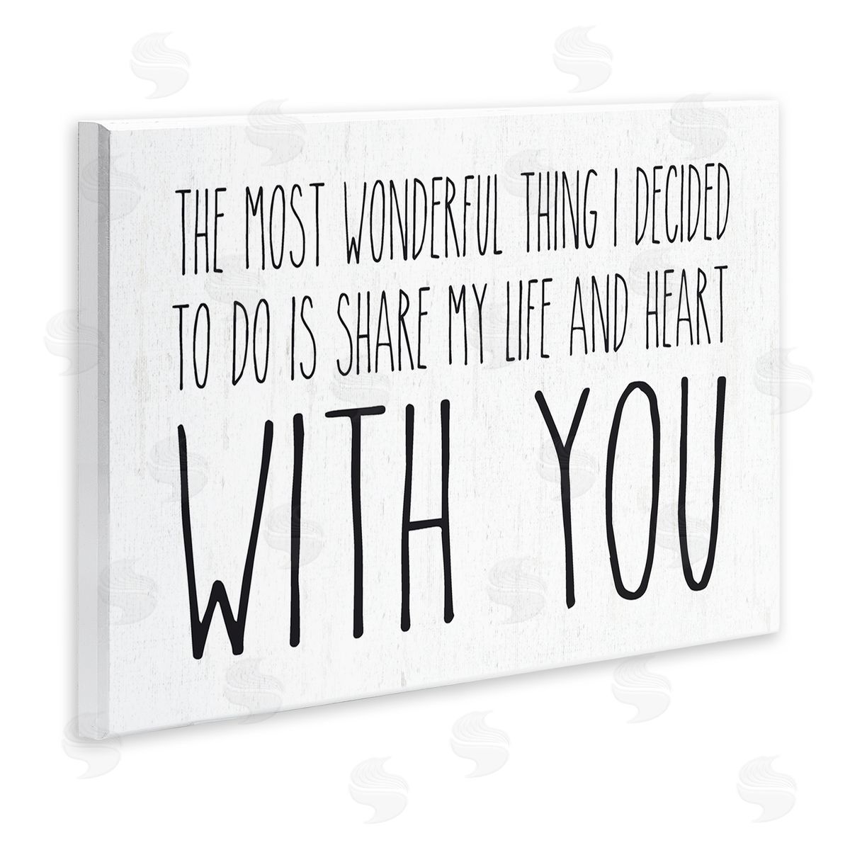 Lettered and Lined Uplifting Romance Quote Loving Phrase Birch Pattern Wall Plaque Art Print