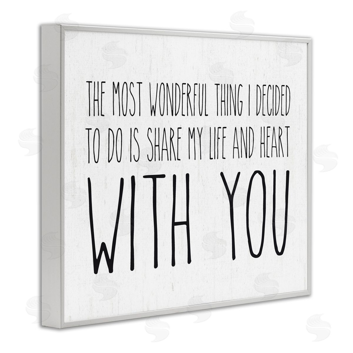 Lettered and Lined Uplifting Romance Quote Loving Phrase Birch Pattern White Framed Giclee Wall Art Print