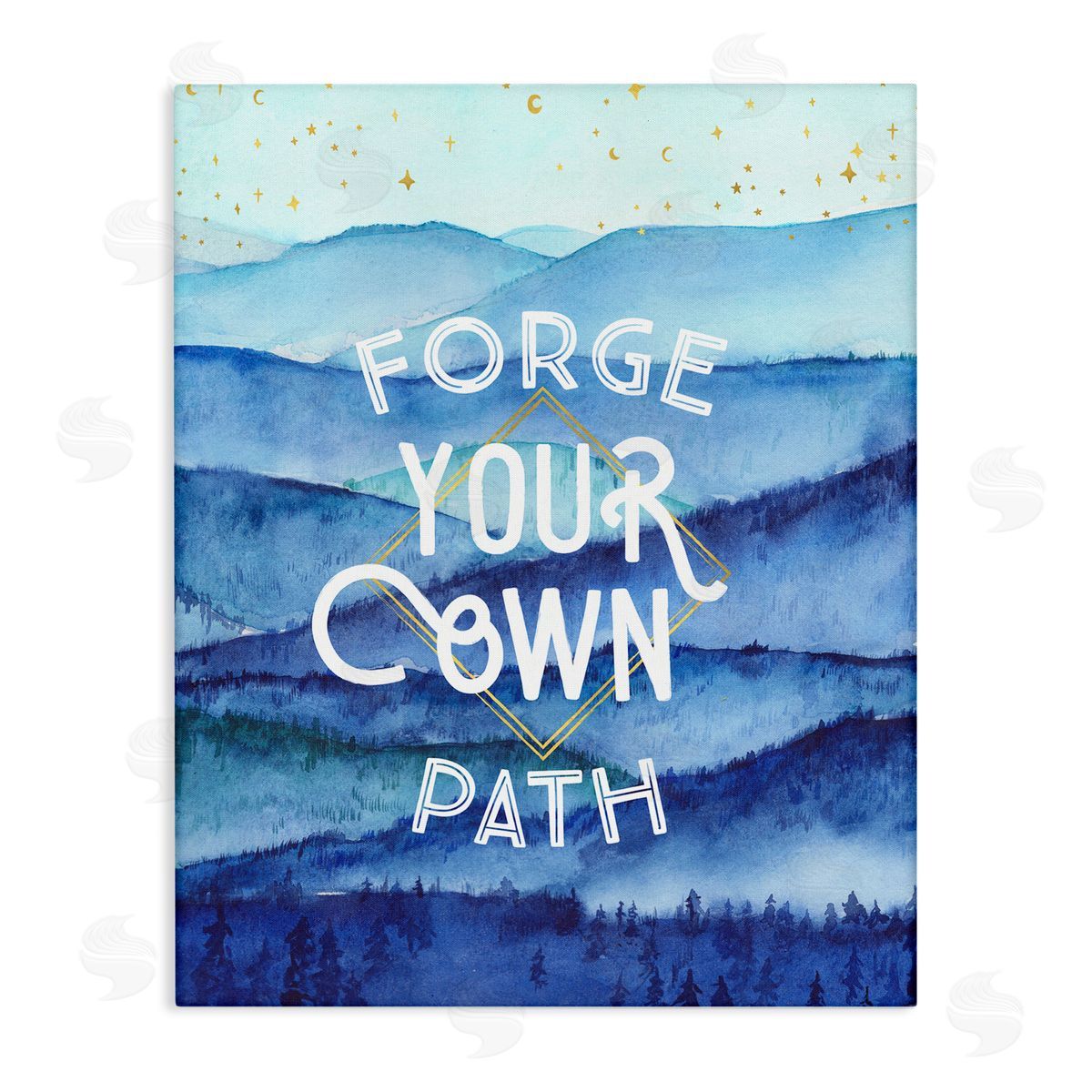 Arrolynn Weiderhold Forge Your Own Path Layered Mountain Peaks Stretched Canvas Wall Art Print