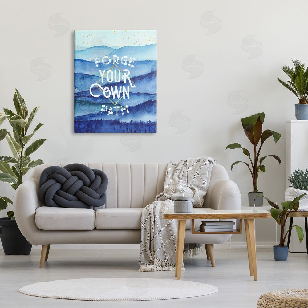 Arrolynn Weiderhold Forge Your Own Path Layered Mountain Peaks Canvas Wall Art Print in Room