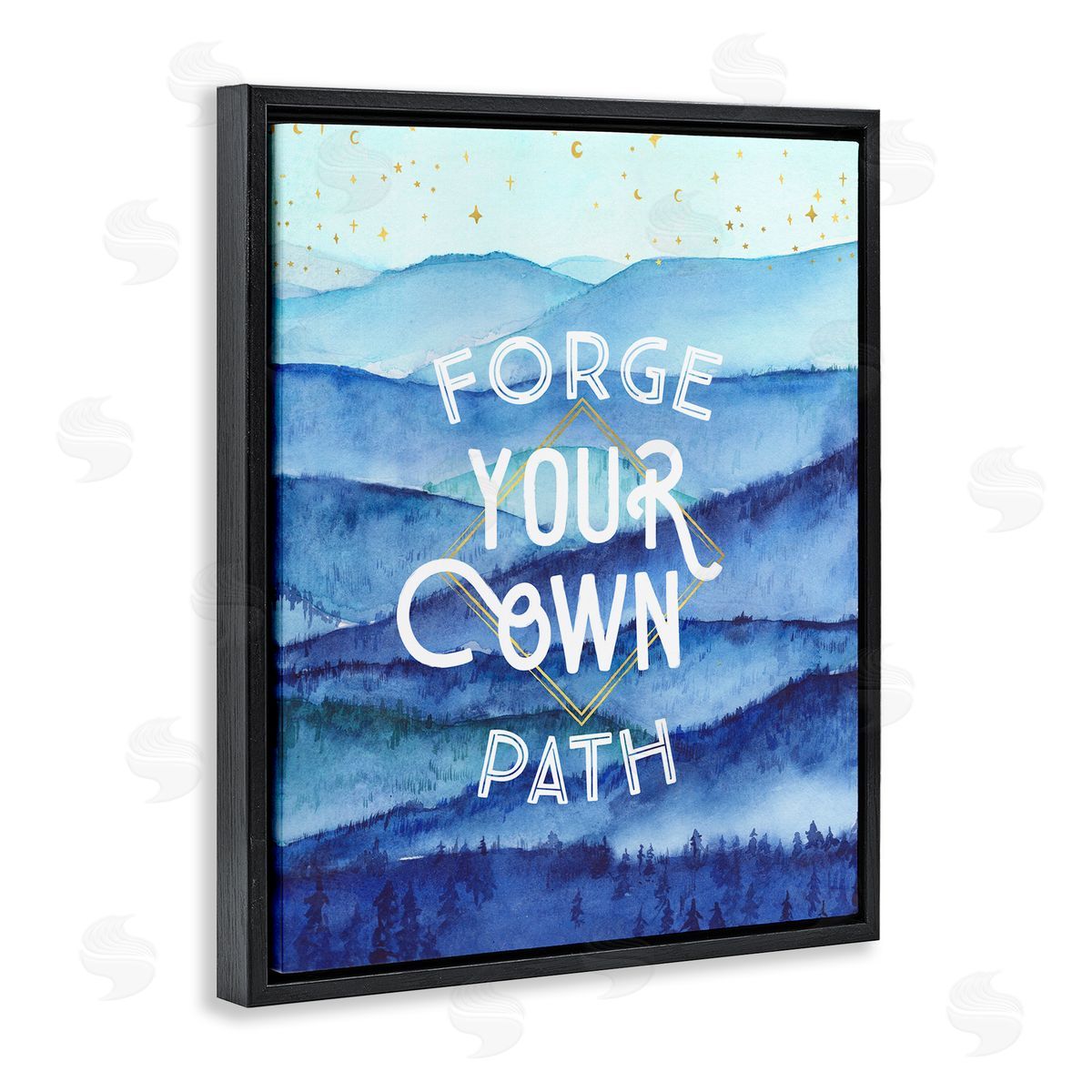 Arrolynn Weiderhold Forge Your Own Path Layered Mountain Peaks Black Floating Frame Canvas Wall Art Print