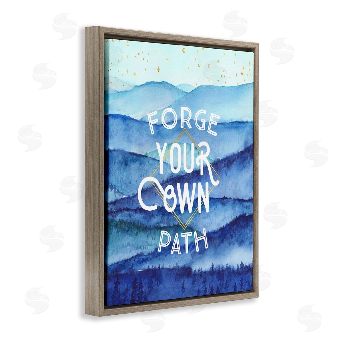 Arrolynn Weiderhold Forge Your Own Path Layered Mountain Peaks Brown Floating Frame Canvas Wall Art Print