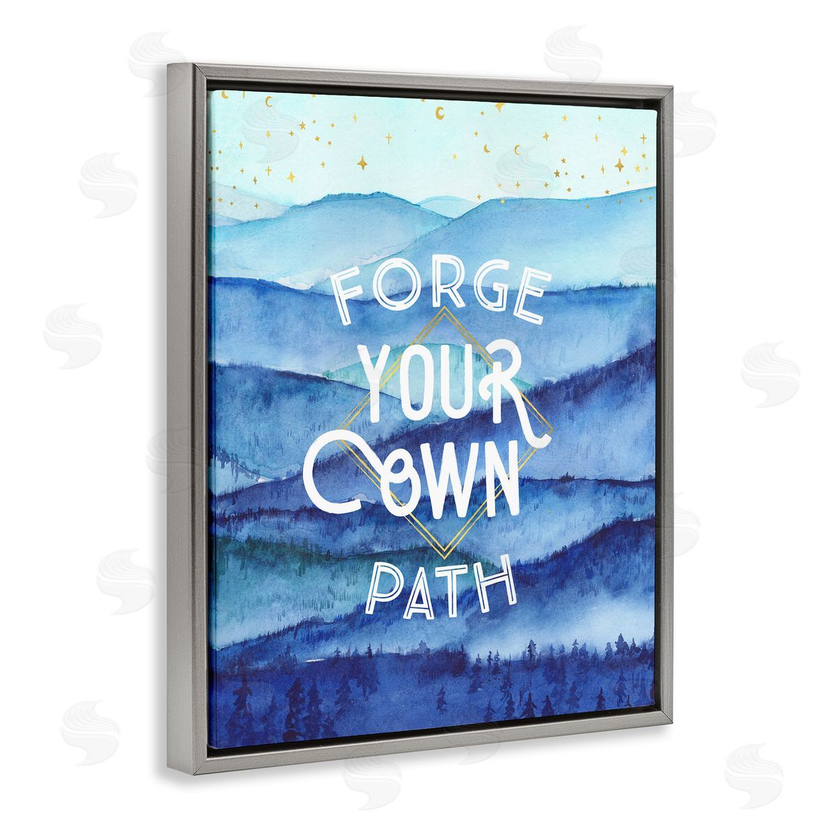 Arrolynn Weiderhold Forge Your Own Path Layered Mountain Peaks Gray Floating Frame Canvas Wall Art Print