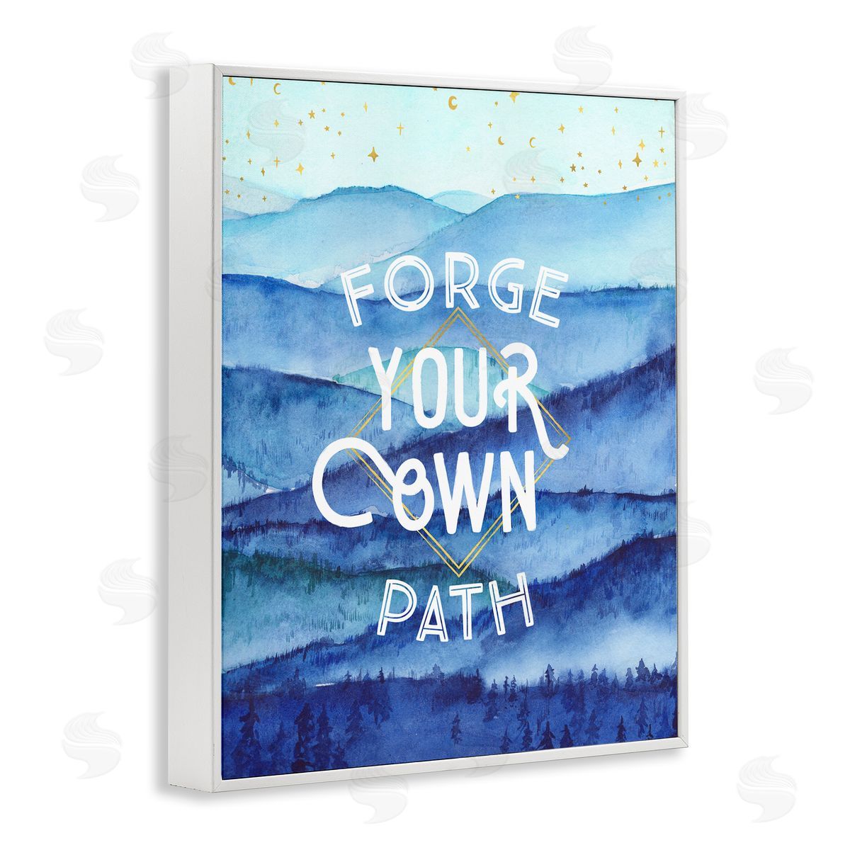 Arrolynn Weiderhold Forge Your Own Path Layered Mountain Peaks White Framed Giclee Wall Art Print