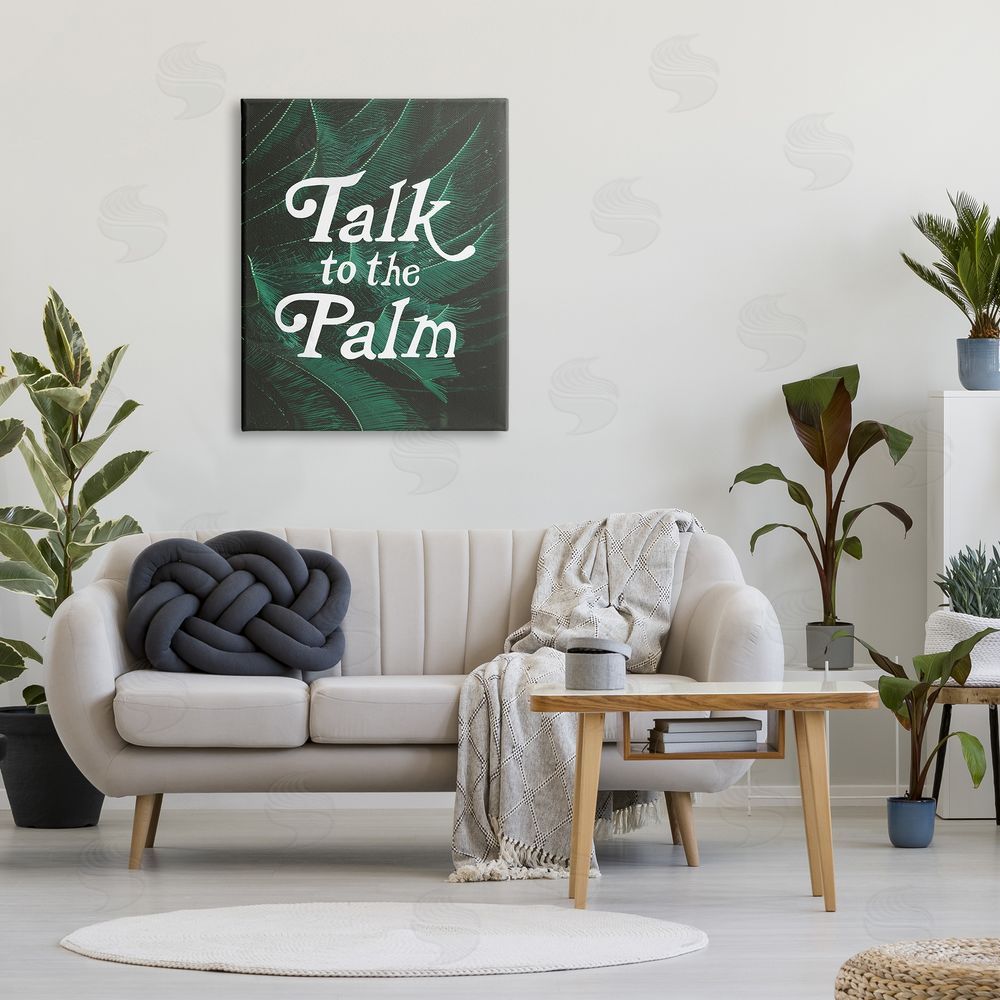 Stupell Studio Talk To Palm Punny Tropical Plant Botanical Leaf  Canvas Wall Art Print in Room