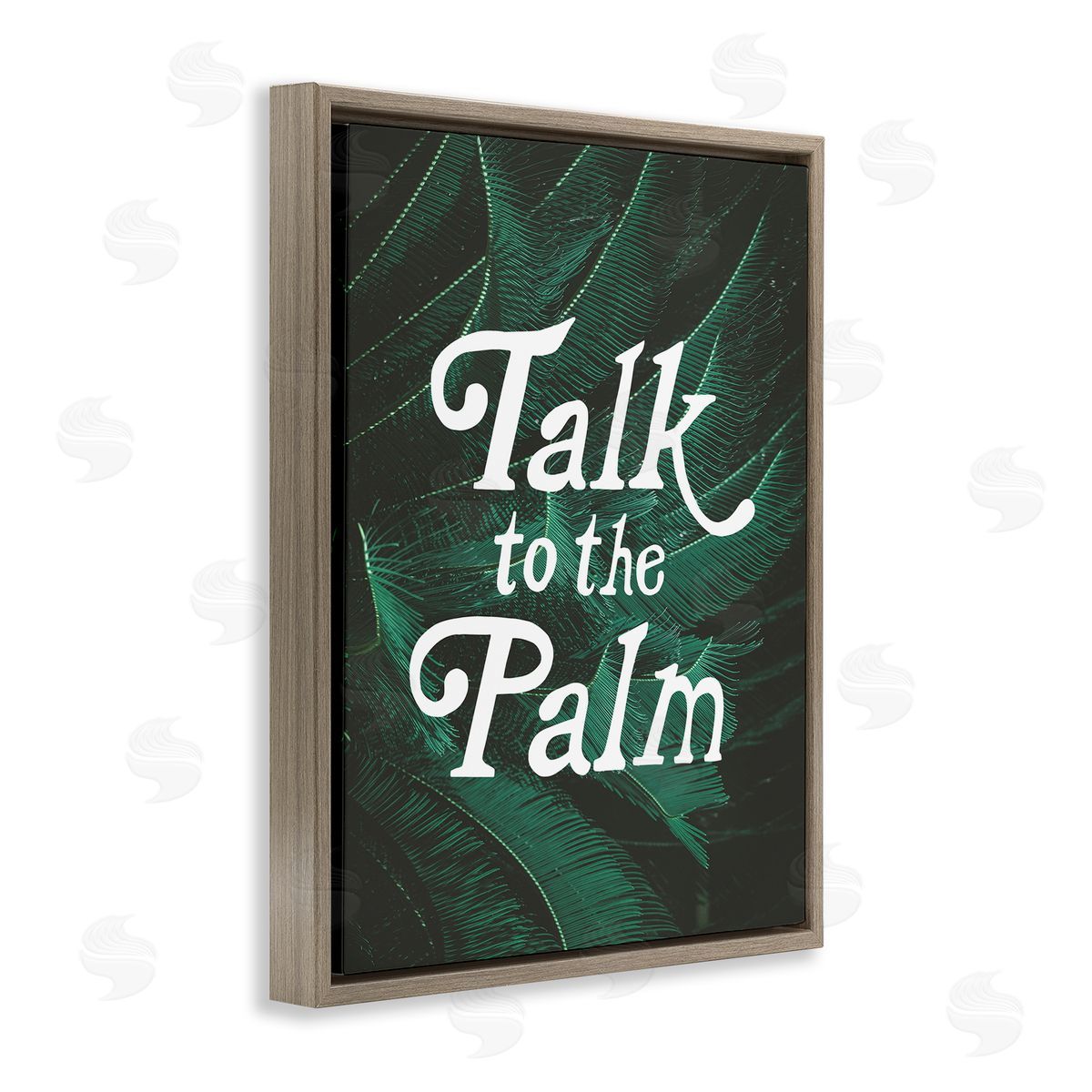 Stupell Studio Talk To Palm Punny Tropical Plant Botanical Leaf  Brown Floating Frame Canvas Wall Art Print