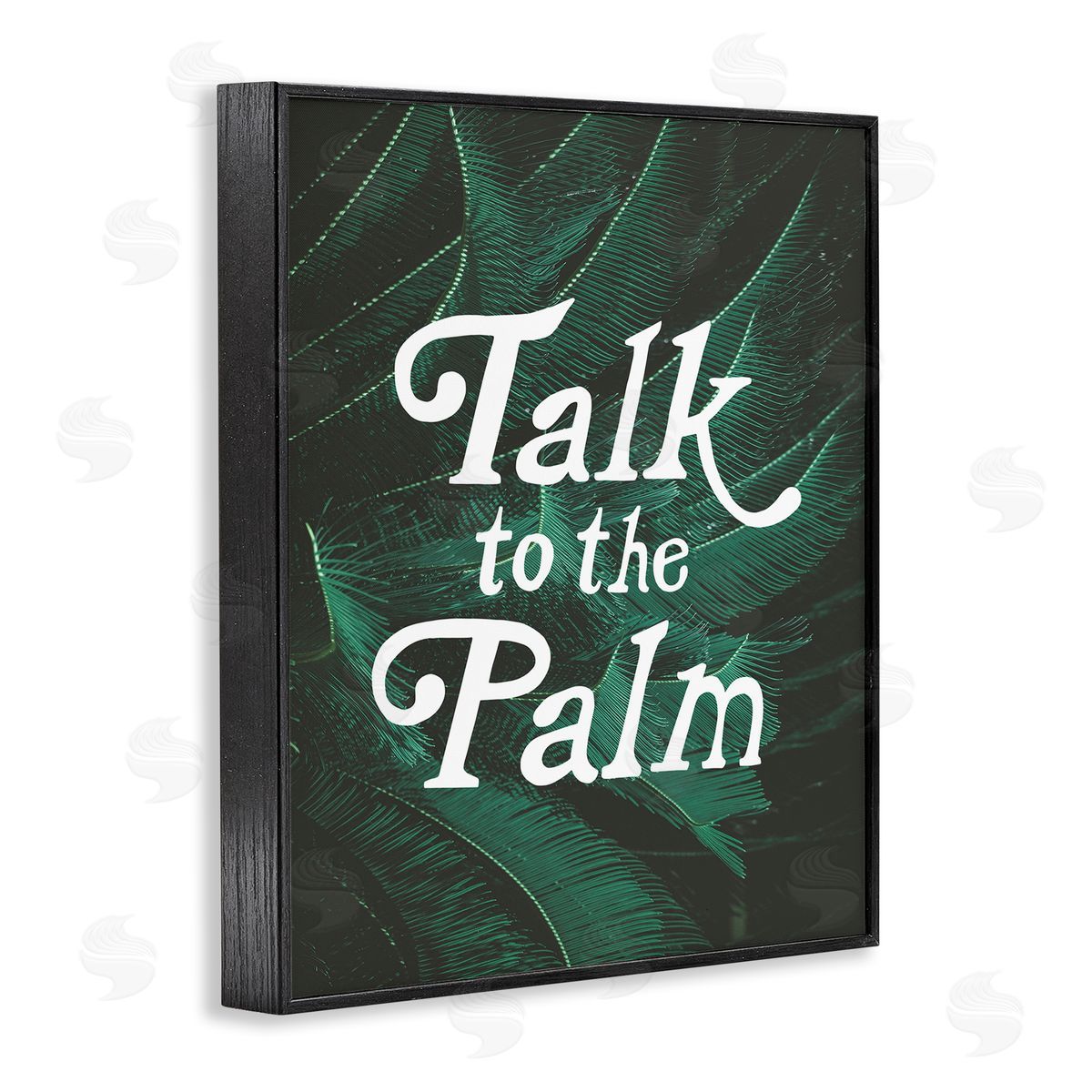 Stupell Studio Talk To Palm Punny Tropical Plant Botanical Leaf  Black Framed Giclee Wall Art Print