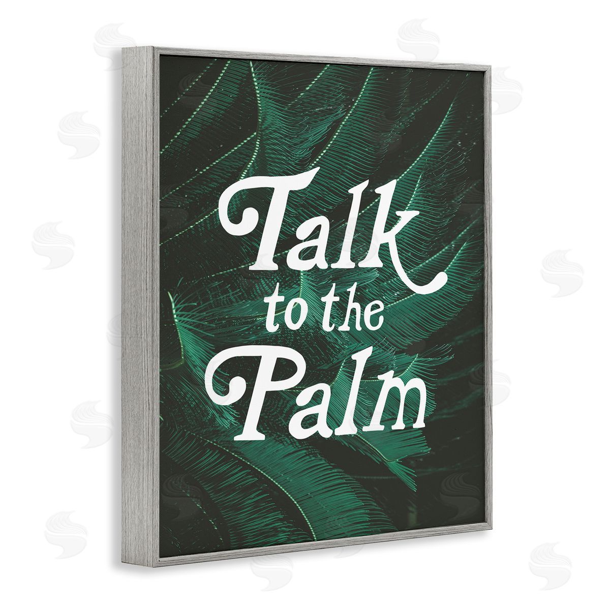 Stupell Studio Talk To Palm Punny Tropical Plant Botanical Leaf  Gray Framed Giclee Wall Art Print