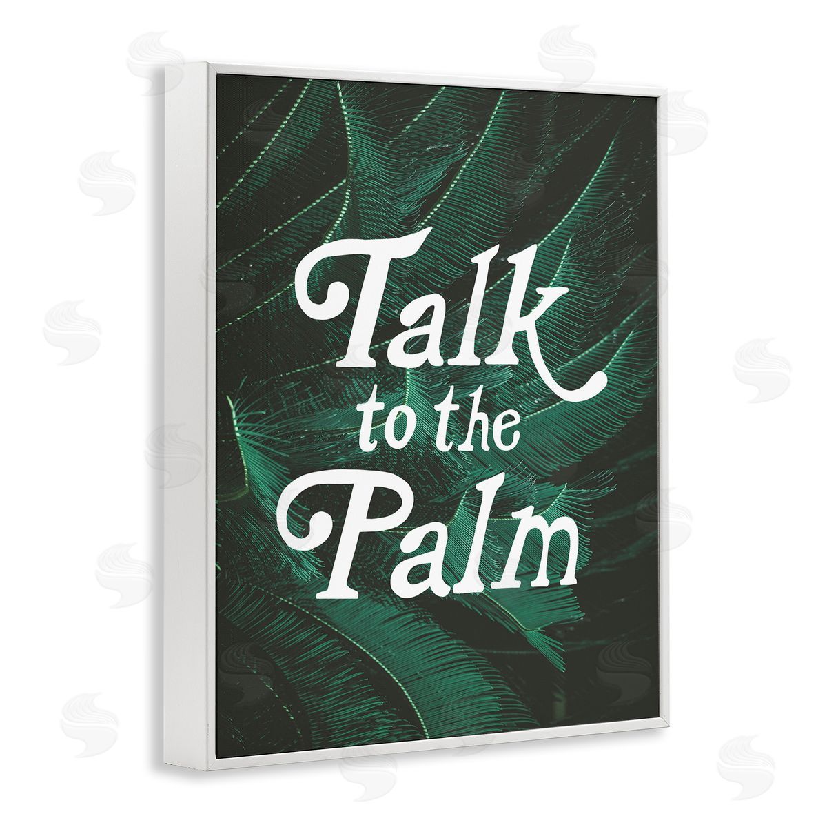 Stupell Studio Talk To Palm Punny Tropical Plant Botanical Leaf  White Framed Giclee Wall Art Print