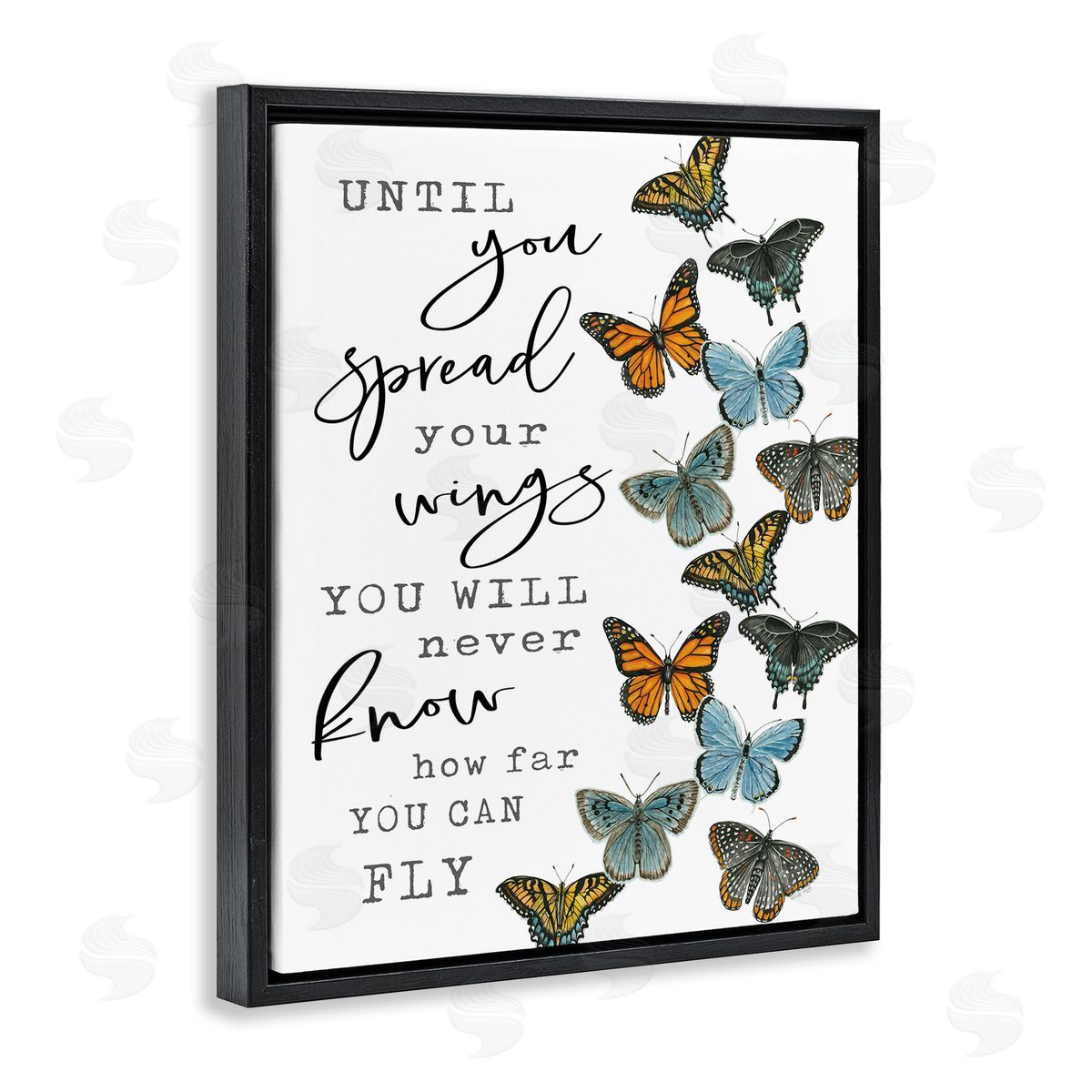 Cindy Jacobs Spread Your Wings Encouraging Butterflies Motivational Quote Black Floating Frame Canvas Wall Art Print