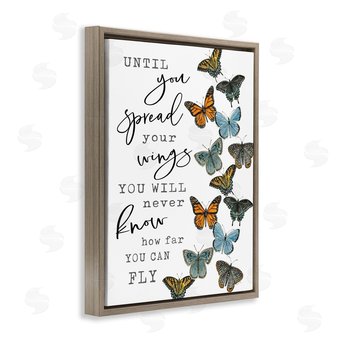 Cindy Jacobs Spread Your Wings Encouraging Butterflies Motivational Quote Brown Floating Frame Canvas Wall Art Print