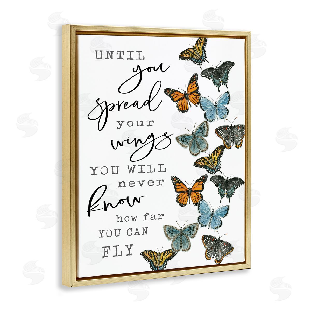 Cindy Jacobs Spread Your Wings Encouraging Butterflies Motivational Quote Gold Floating Frame Canvas Wall Art Print