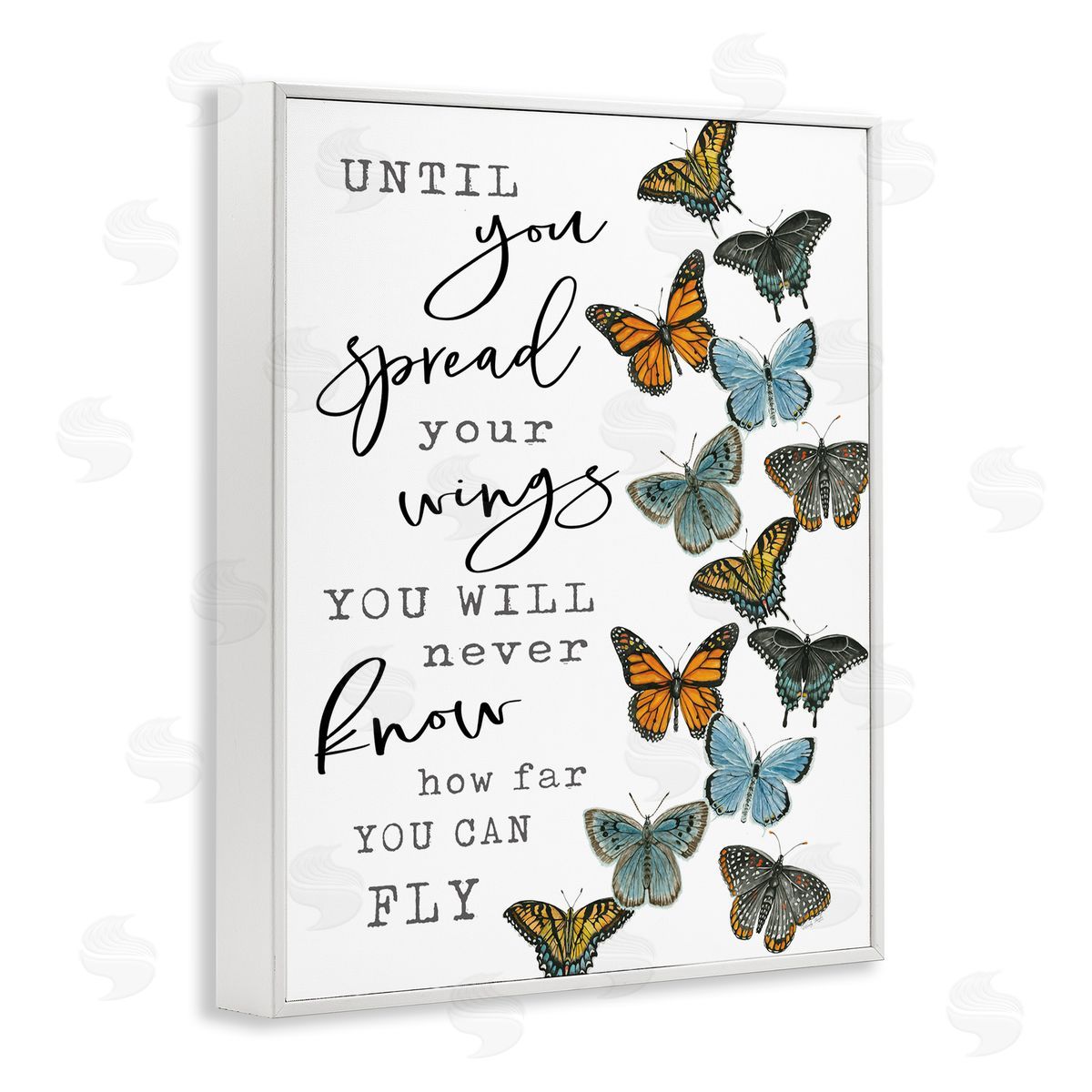 Cindy Jacobs Spread Your Wings Encouraging Butterflies Motivational Quote White Framed Giclee Wall Art Print